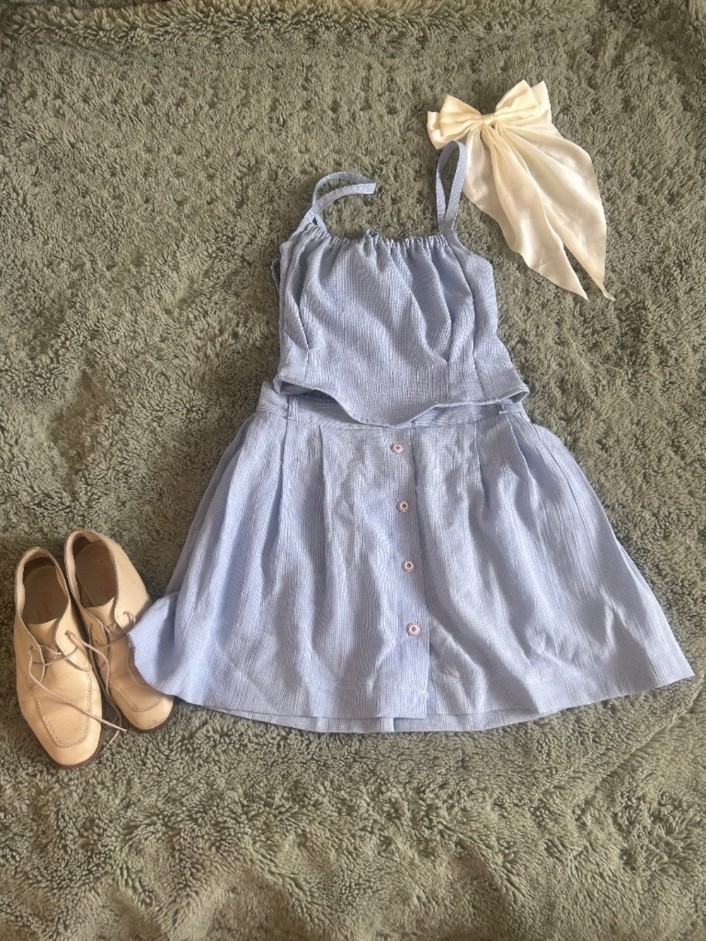 Pale blue matching skirt set